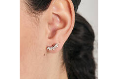  Ear Edit - Boucles d'oreilles à puces - Argent / Rhodié - Zircone